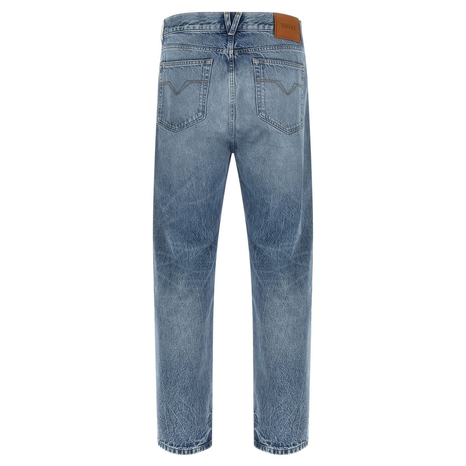 Versace Blue Cotton Straight-Leg Jeans