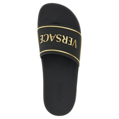 Versace Black Polyurethane Slides