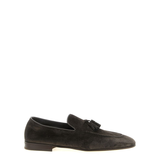 Brunello Cucinelli Gray Calfskin Slip-On Loafers