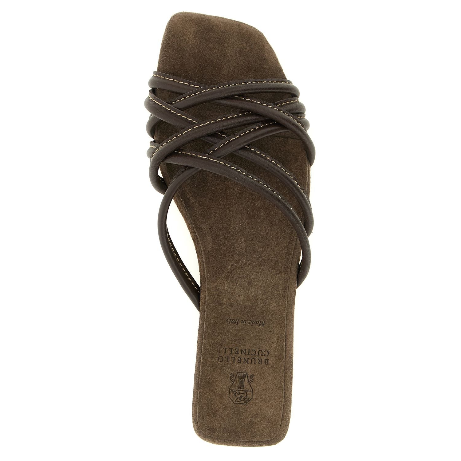 Brunello Cucinelli Brown Lamb Leather Slides