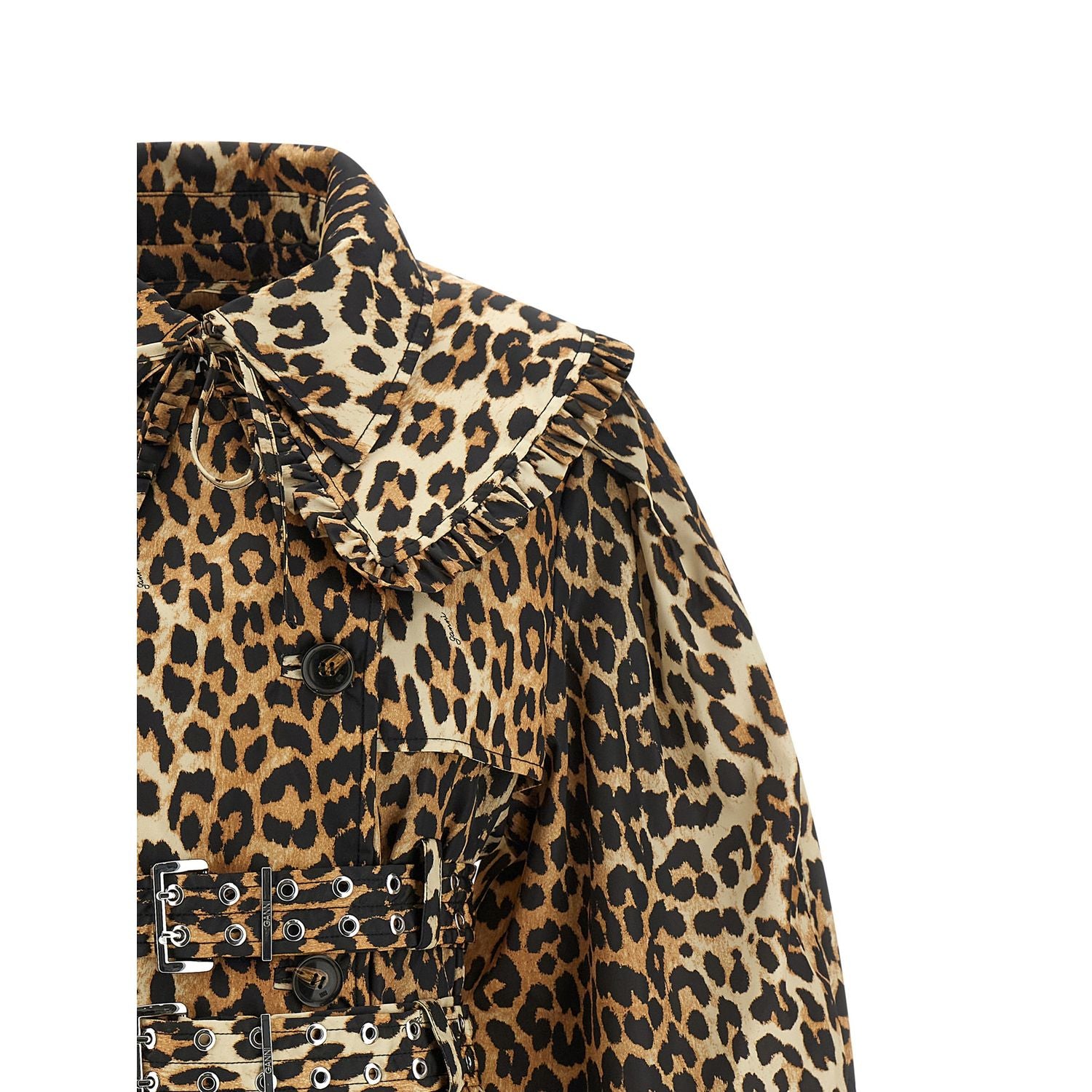 Ganni Brown Recycled Polyamide Coat