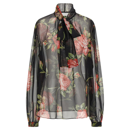 Dolce & Gabbana Black Silk Pattern Shirt