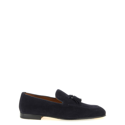 Doucal's Blue Calfskin Slip-On Loafers
