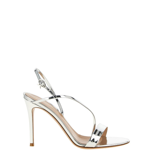 Gianvito Rossi Silver Calfskin Stiletto Heel Sandals