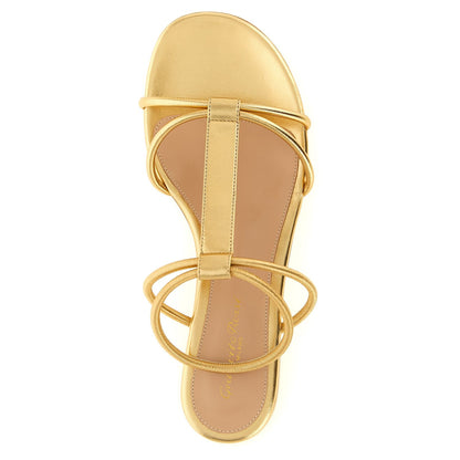 Gianvito Rossi Gold Lamb Leather Flat Sandals