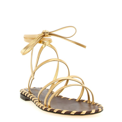 Gianvito Rossi Gold Lamb Leather Flat Sandals