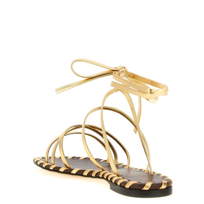 Gianvito Rossi Gold Lamb Leather Flat Sandals