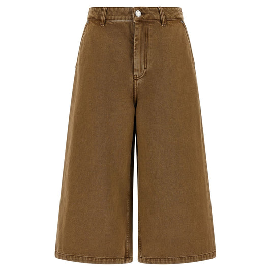Ami Paris Brown Cotton Bermuda Shorts