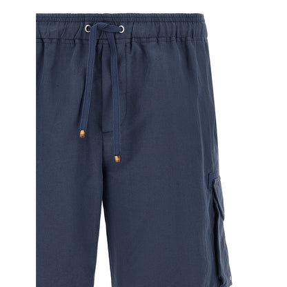 Brunello Cucinelli Blue Linen Bermuda Shorts