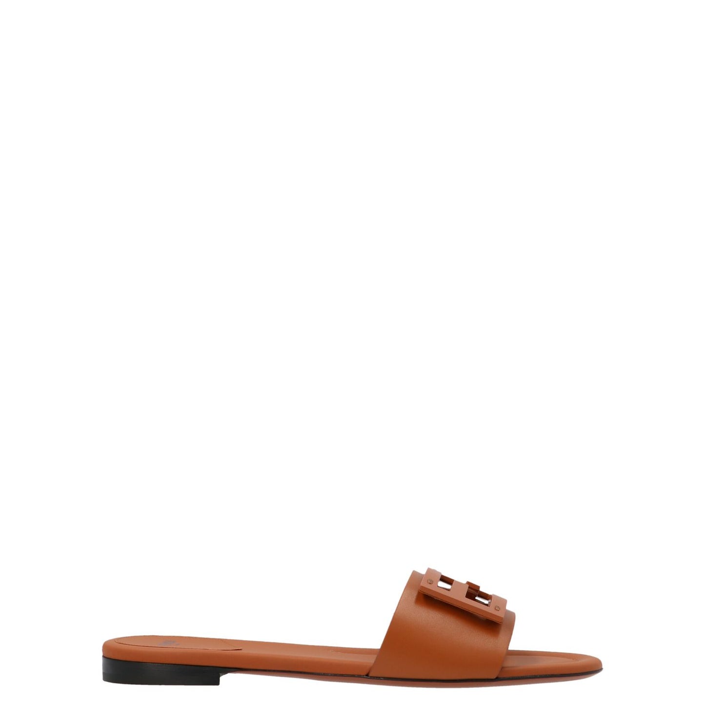 Fendi Brown Lamb Leather Slides