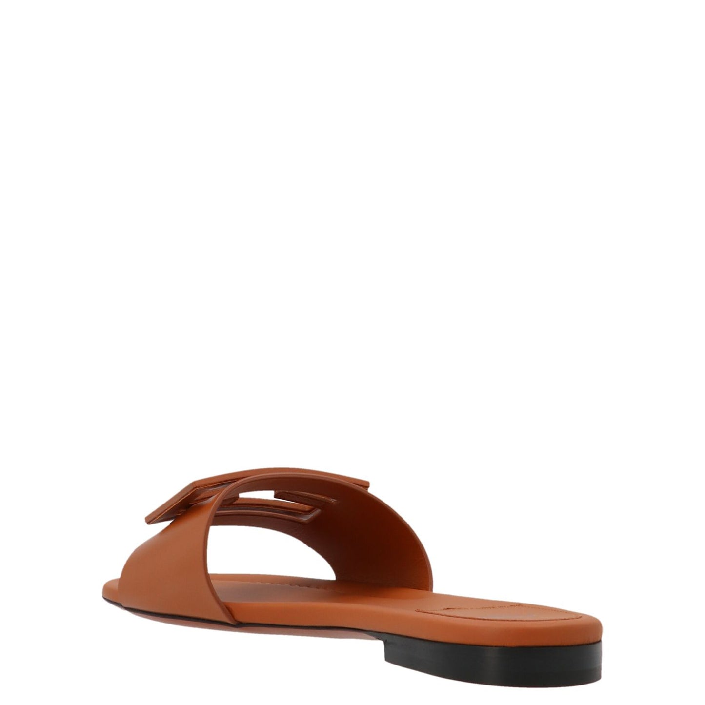 Fendi Brown Lamb Leather Slides