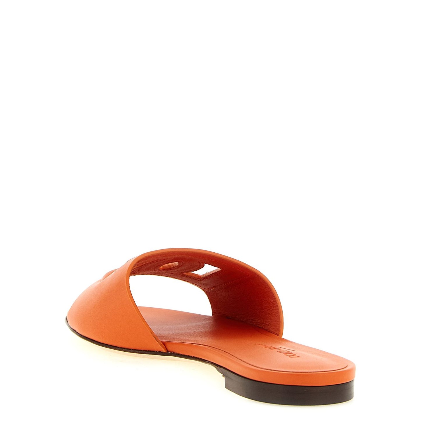 Dolce & Gabbana Orange Calfskin Slides