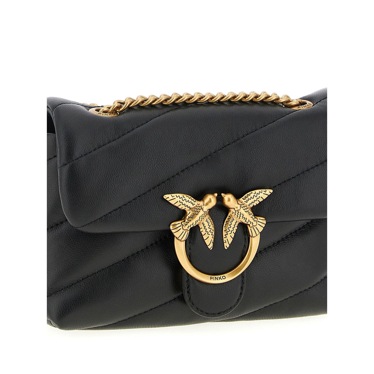 PINKO Black Lamb Leather Crossbody Bag