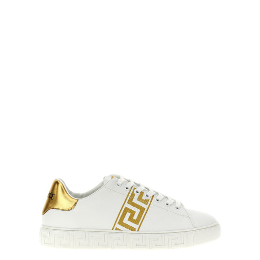 Versace Gold Polyamide Low Top Sneakers