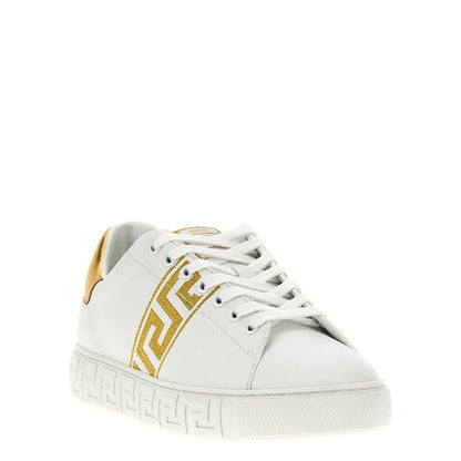 Versace Gold Polyamide Low Top Sneakers