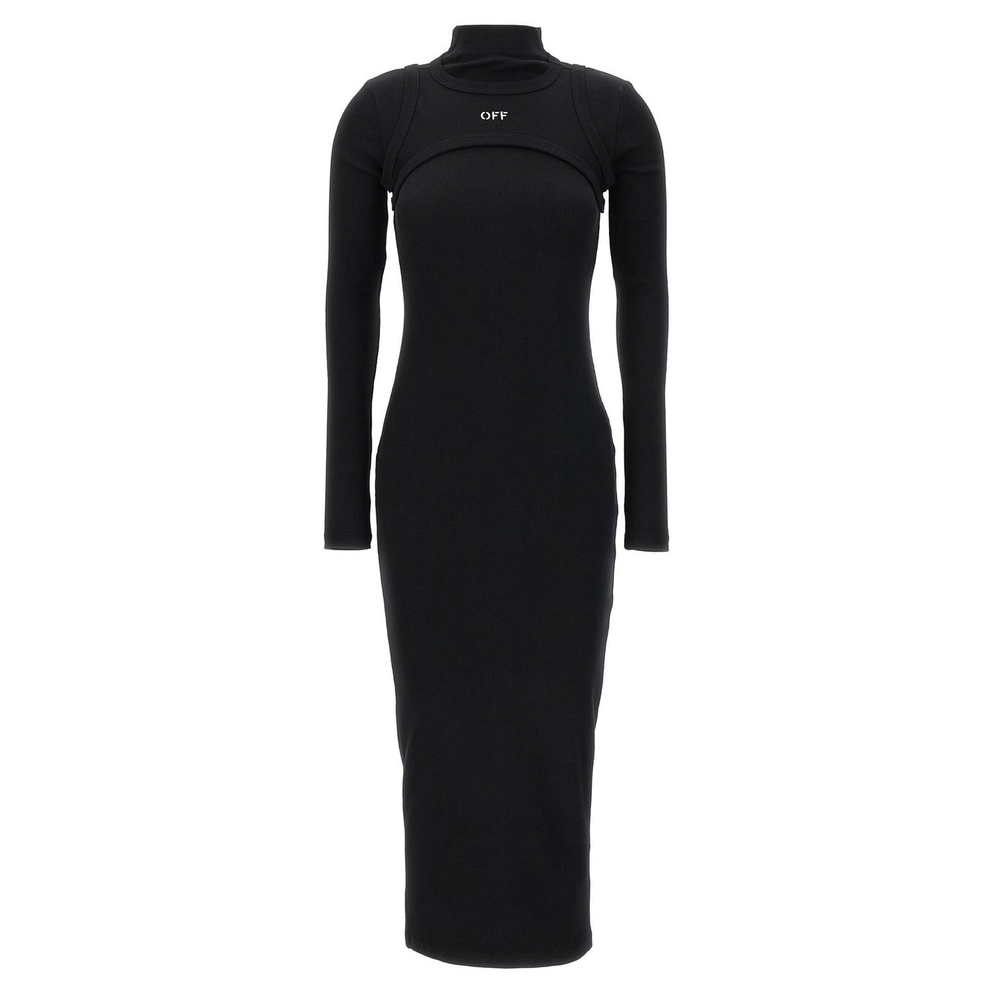 Off-White Black Cotton Midi Dress