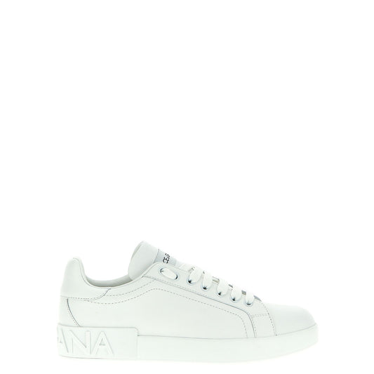 Dolce & Gabbana White Calfskin Low Top Sneakers