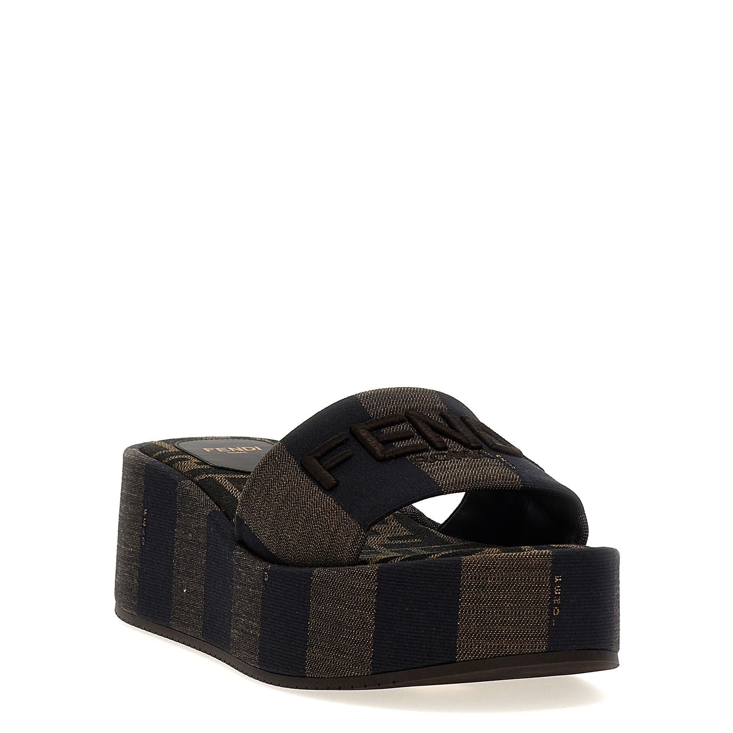 Fendi Brown Cotton Slides