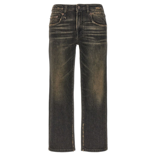 R13 Black Cotton Boyfriend Jeans