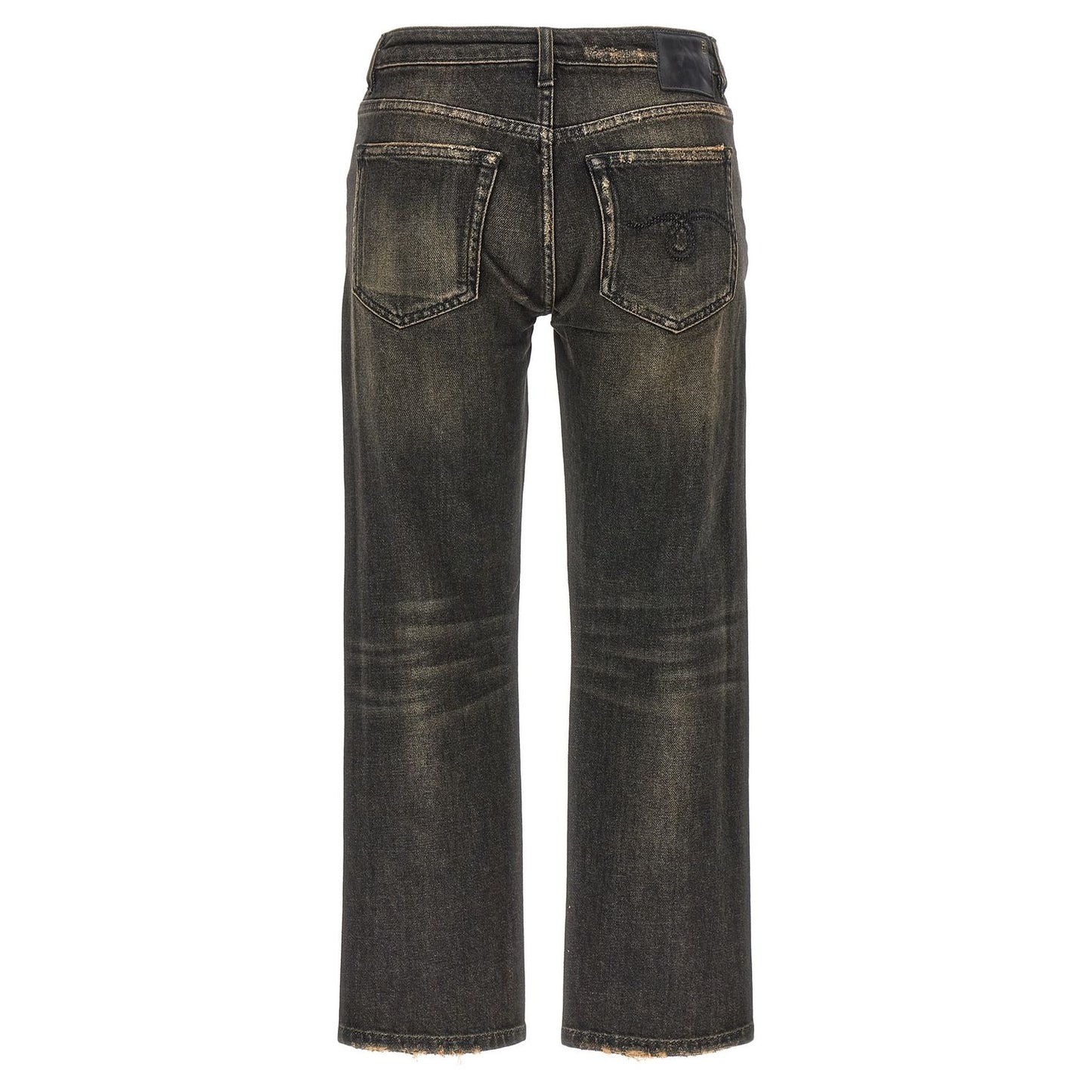 R13 Black Cotton Boyfriend Jeans