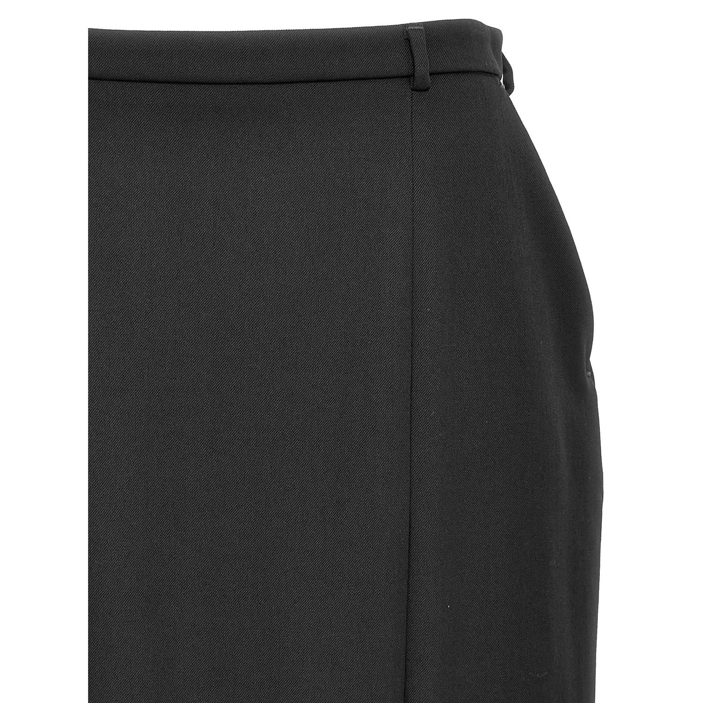 Dolce & Gabbana Black Virgin Wool Midi Skirt