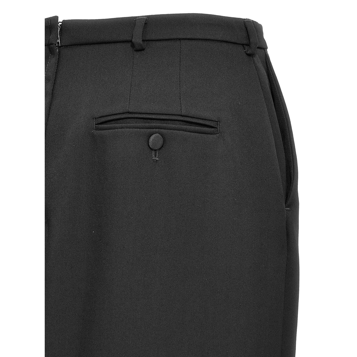 Dolce & Gabbana Black Virgin Wool Midi Skirt