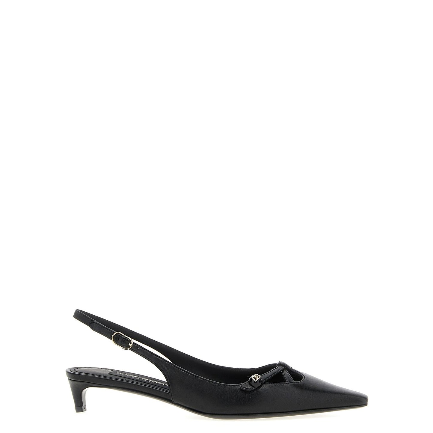 Dolce & Gabbana Black Lamb Leather Mid Heel Pumps