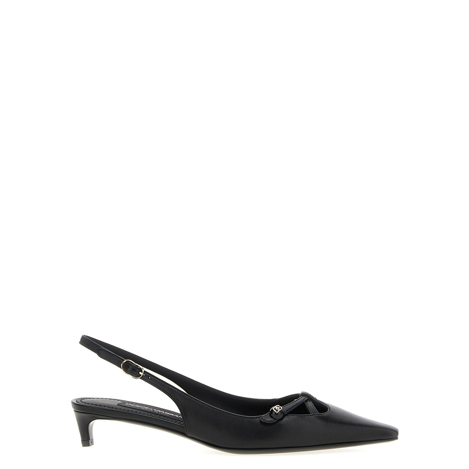 Dolce & Gabbana Black Lamb Leather Mid Heel Pumps