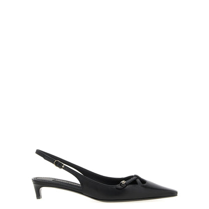Dolce & Gabbana Black Lamb Leather Mid Heel Pumps