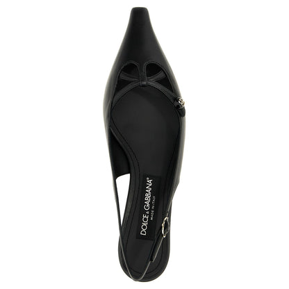 Dolce & Gabbana Black Lamb Leather Mid Heel Pumps