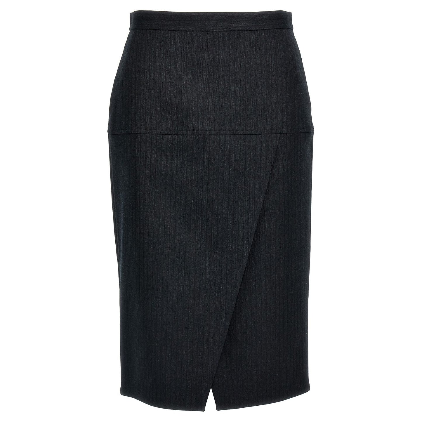 Fendi Gray Virgin Wool Midi Skirt