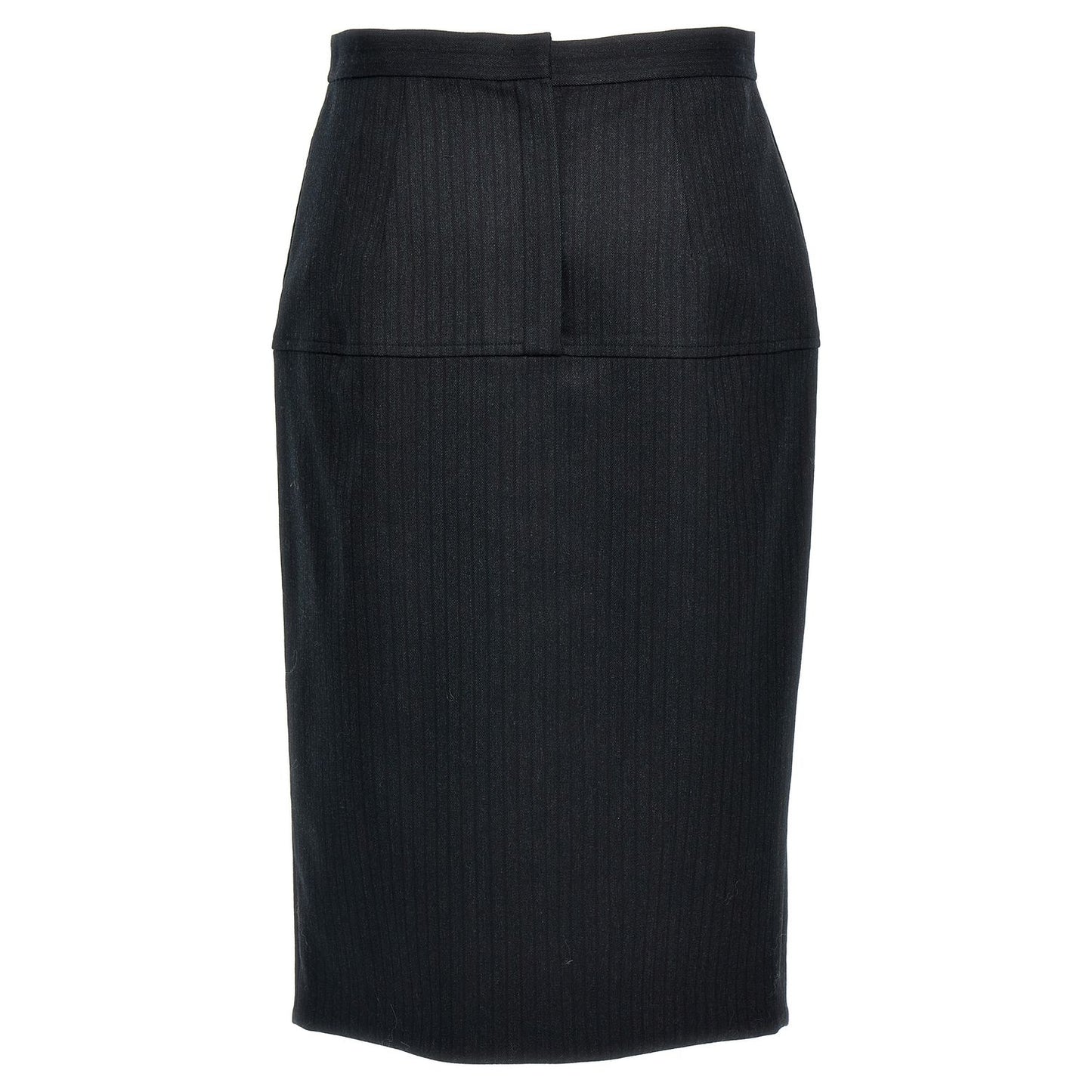 Fendi Gray Virgin Wool Midi Skirt