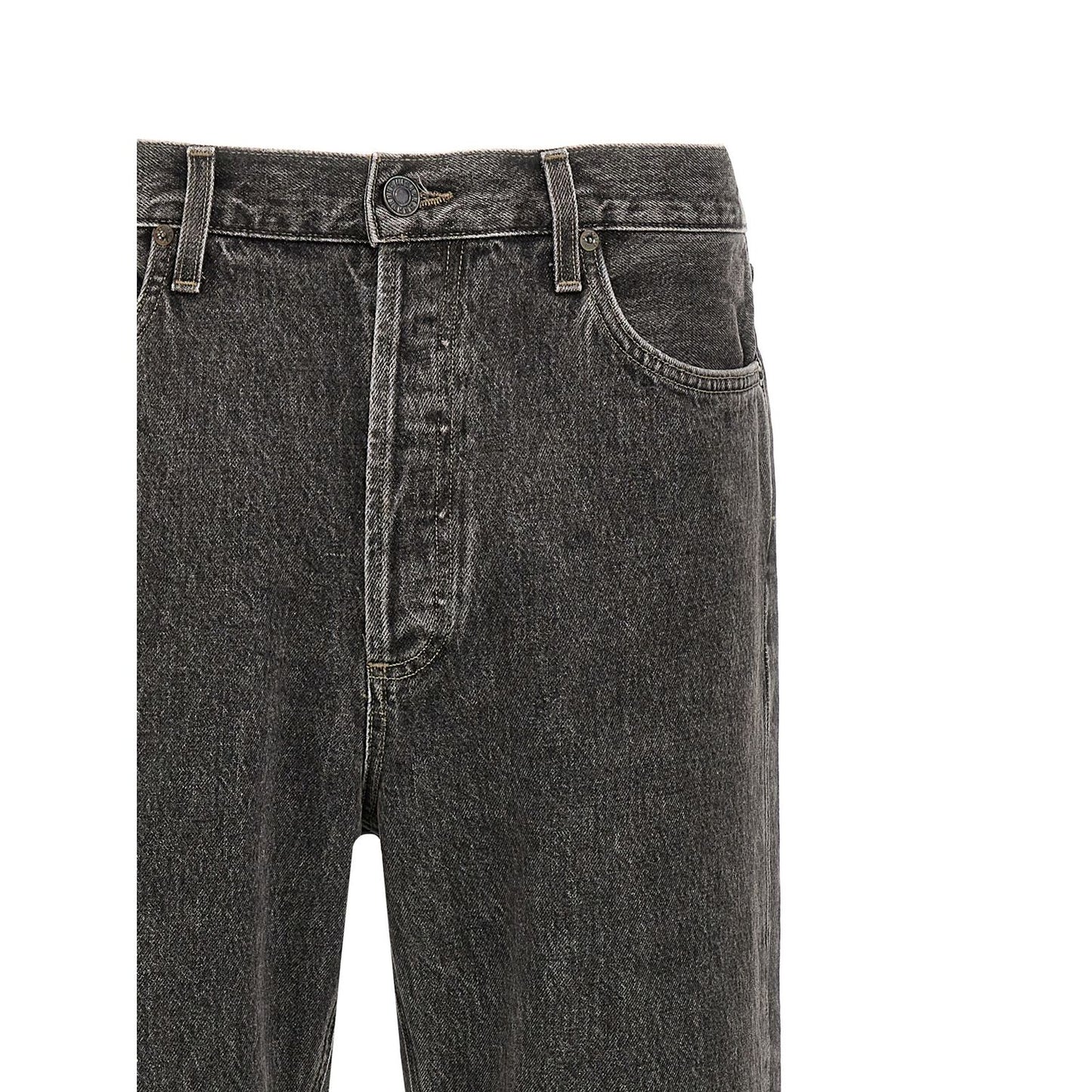 Agolde Gray Cotton Straight-Leg Jeans