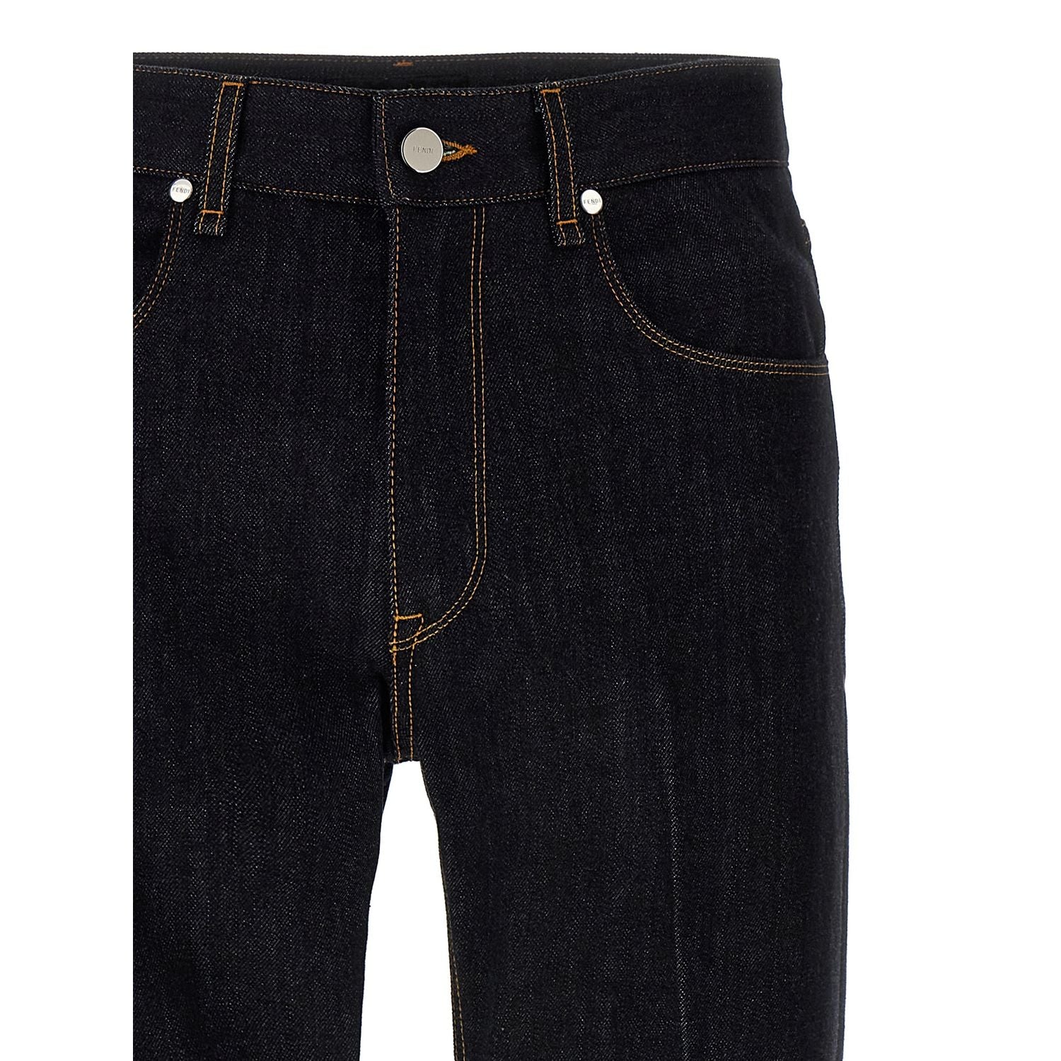 Fendi Blue Cotton Straight-Leg Jeans