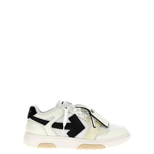 Off-White Bicolor Bovine Leather Athletic Sneakers