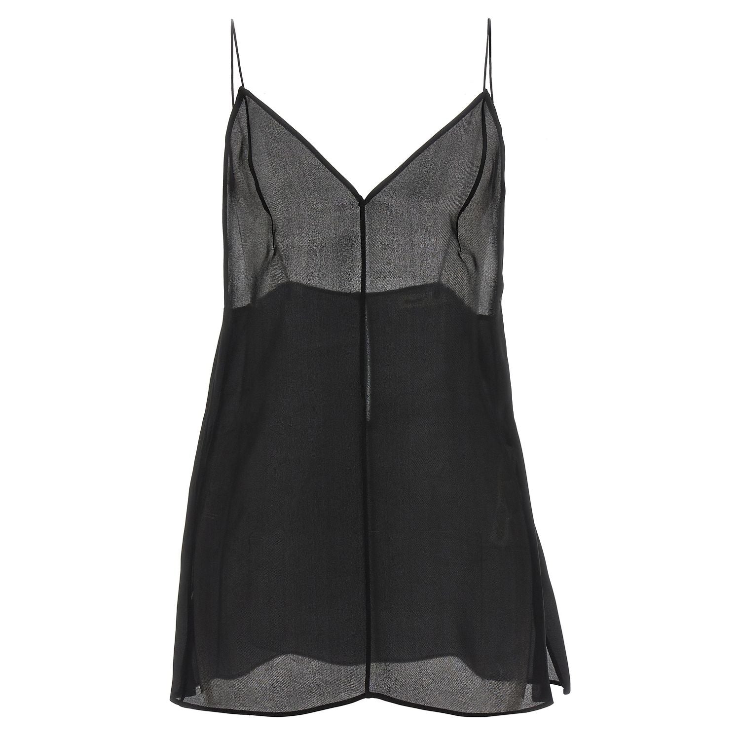 Khaite Black Silk Tank Tops