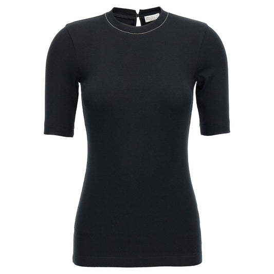Brunello Cucinelli Black Cotton T-Shirt
