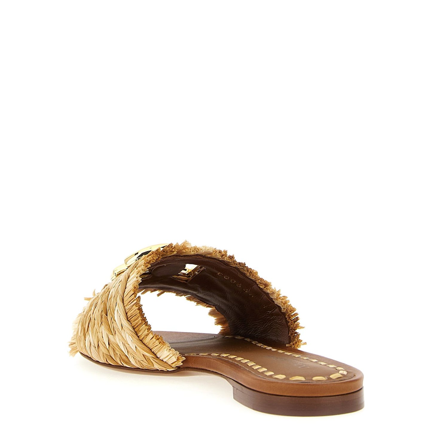 Dolce & Gabbana Brown Raffia Slides