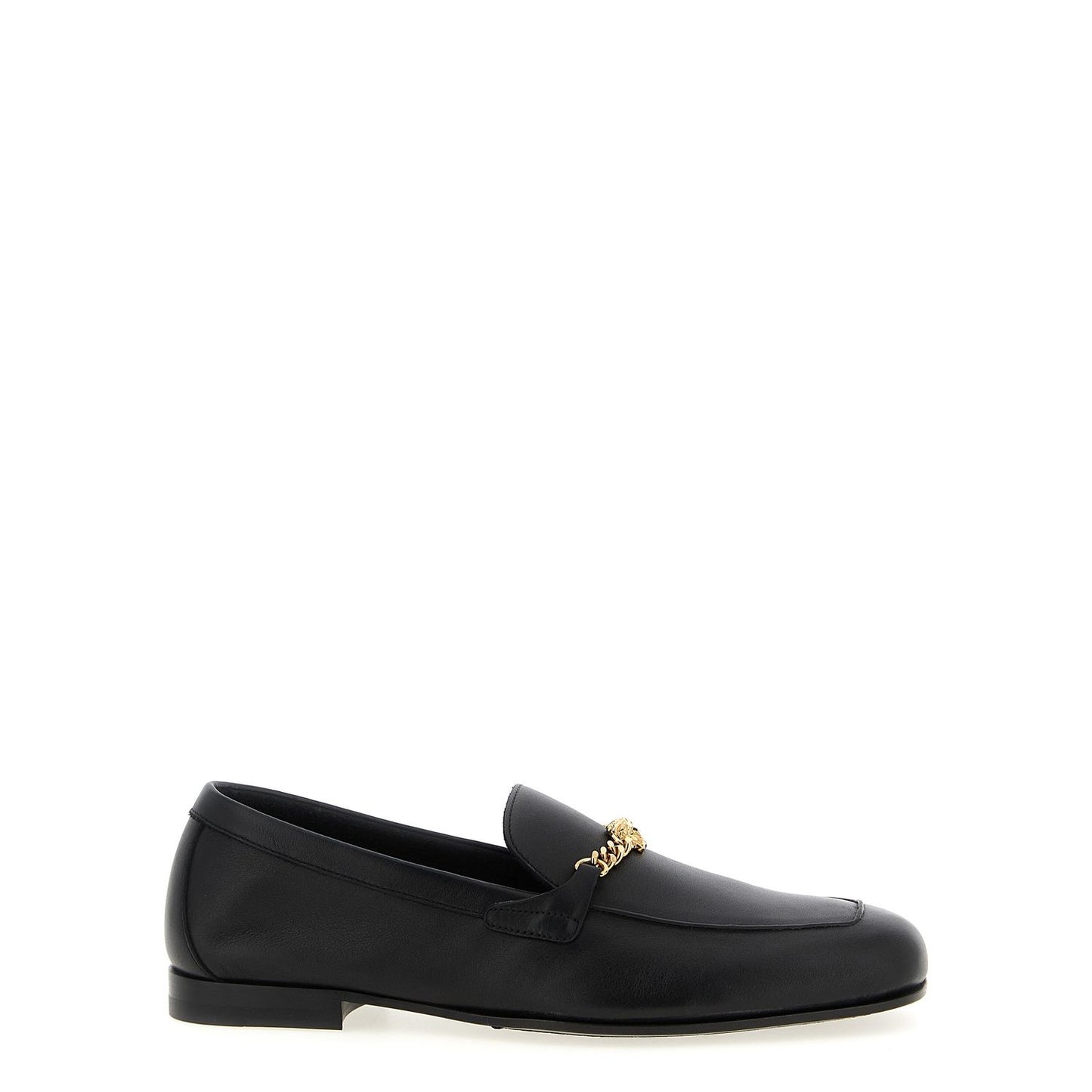 Versace Black Calfskin Slip-On Loafers