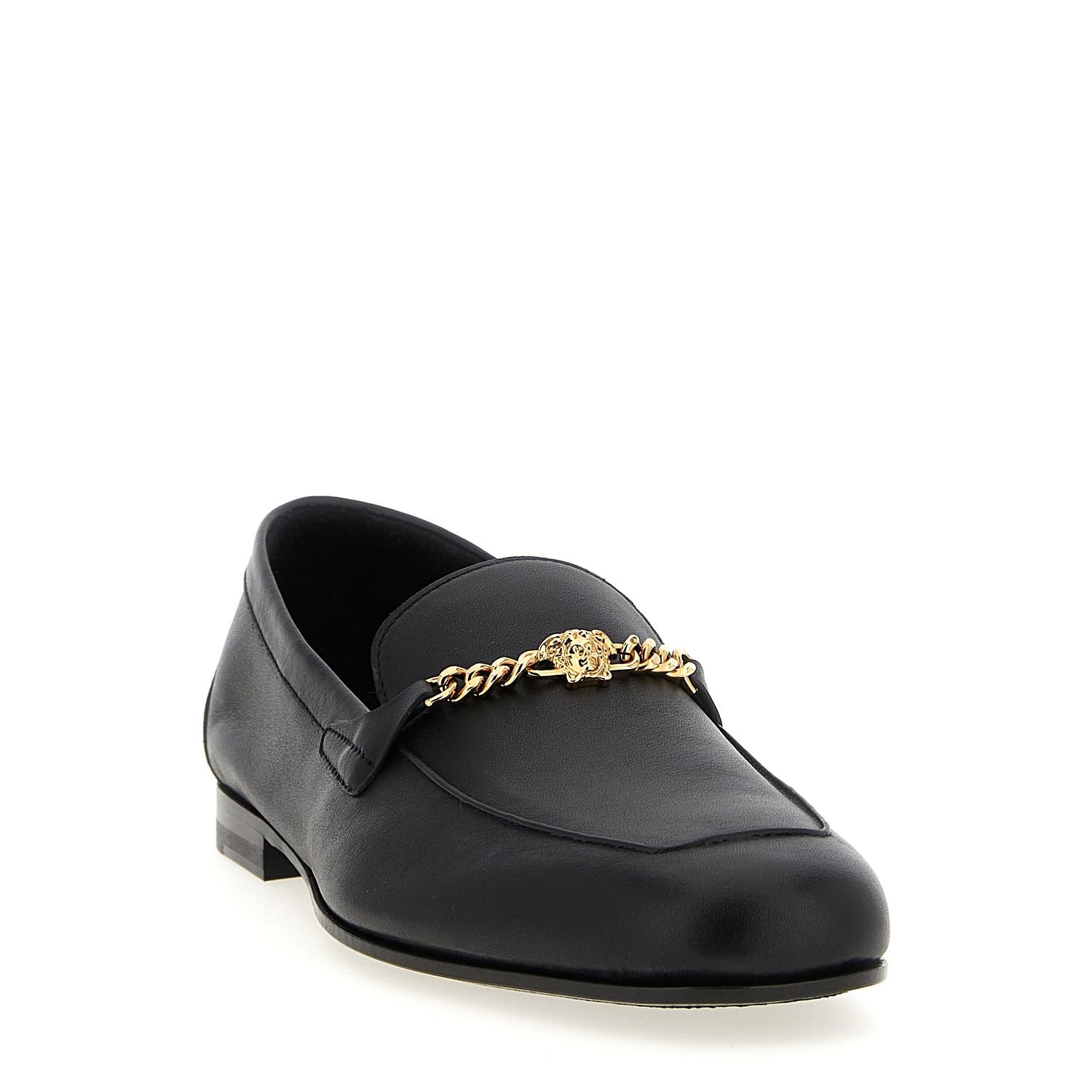 Versace Black Calfskin Slip-On Loafers