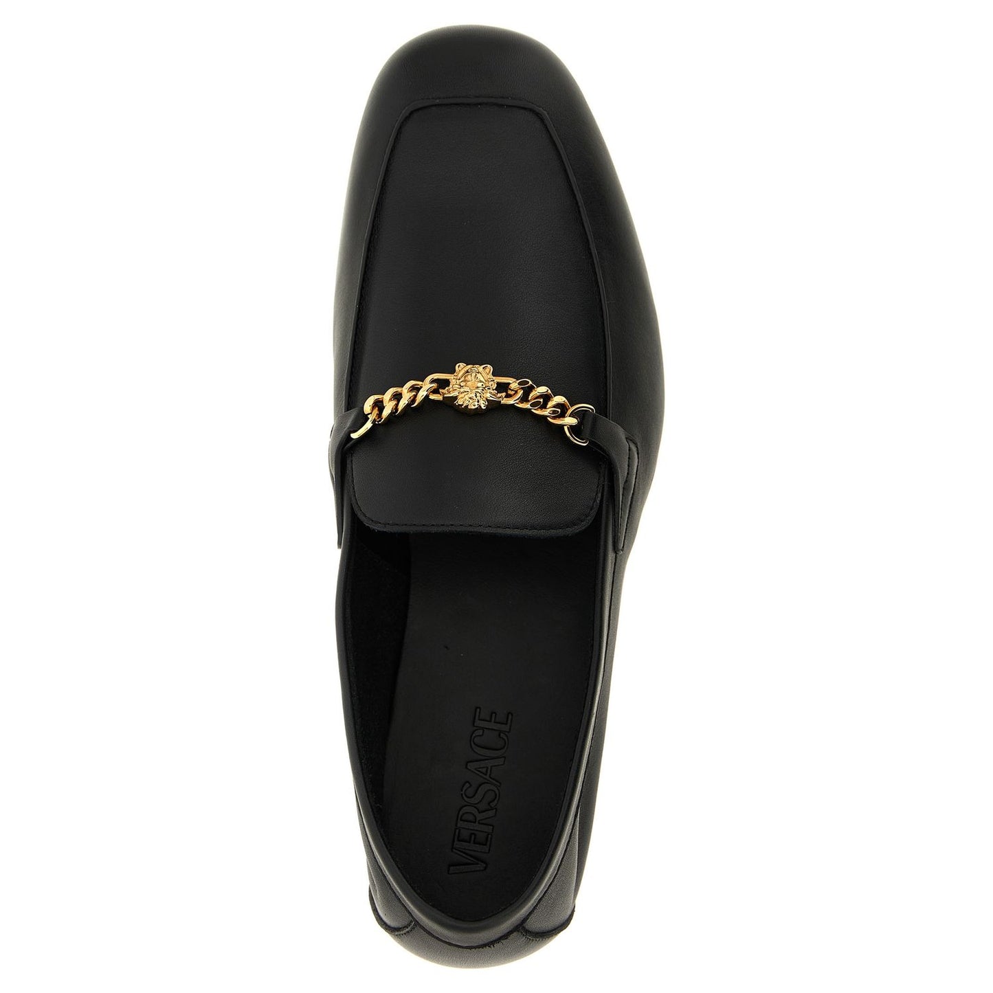 Versace Black Calfskin Slip-On Loafers
