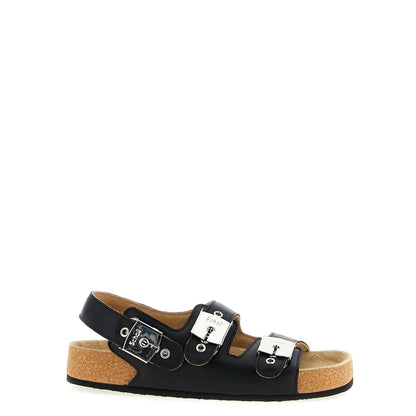 Balenciaga Black Calfskin Flat Sandals