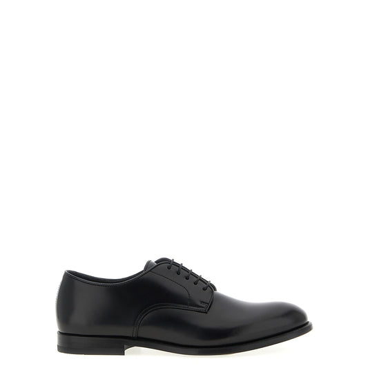 Doucal's Black Calfskin Oxfords And Derbies