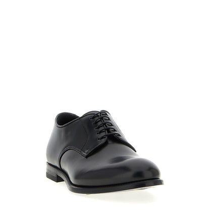 Doucal's Black Calfskin Oxfords And Derbies