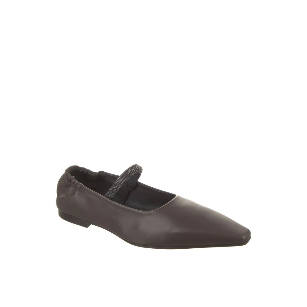 Brunello Cucinelli Brown Leather Ballet Flats