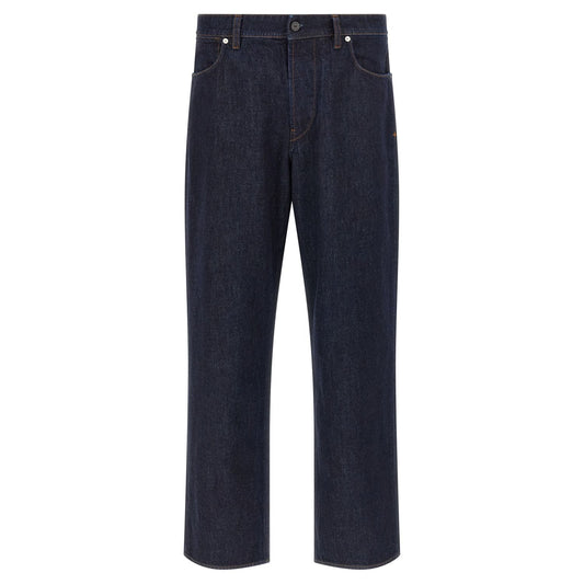 Stone Island Blue Cotton Straight-Leg Jeans