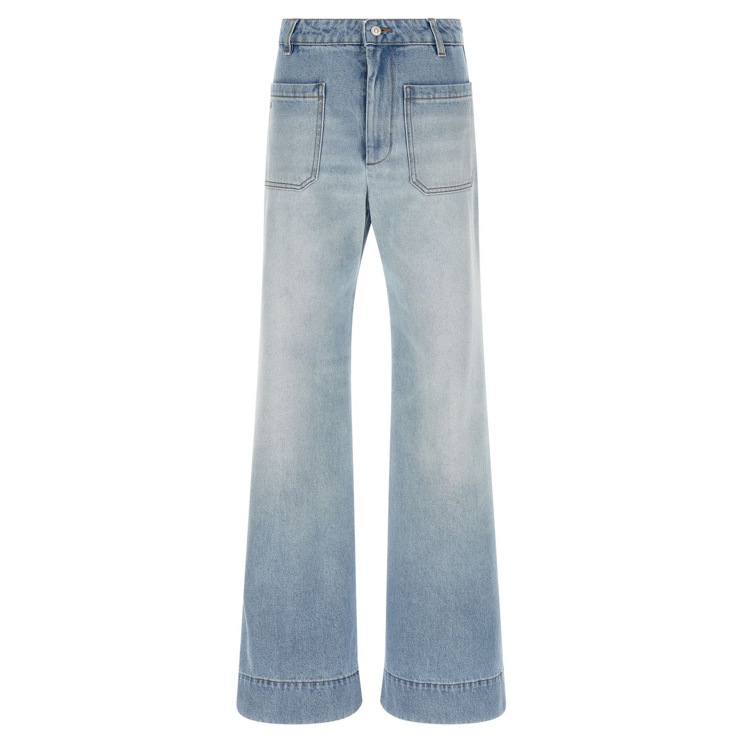 Victoria Beckham Blue Cotton Flared Jeans