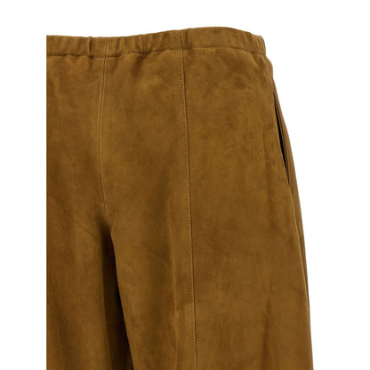 Khaite Brown Leather Pants