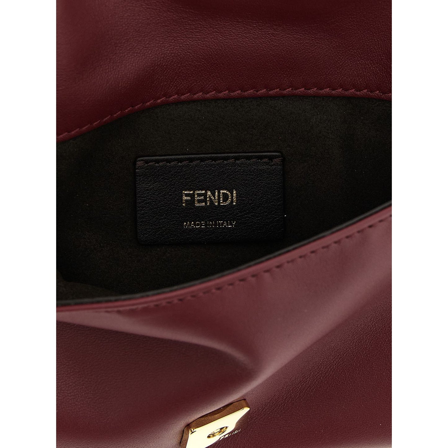 Fendi Bordeaux Lamb Leather Clutch Bag