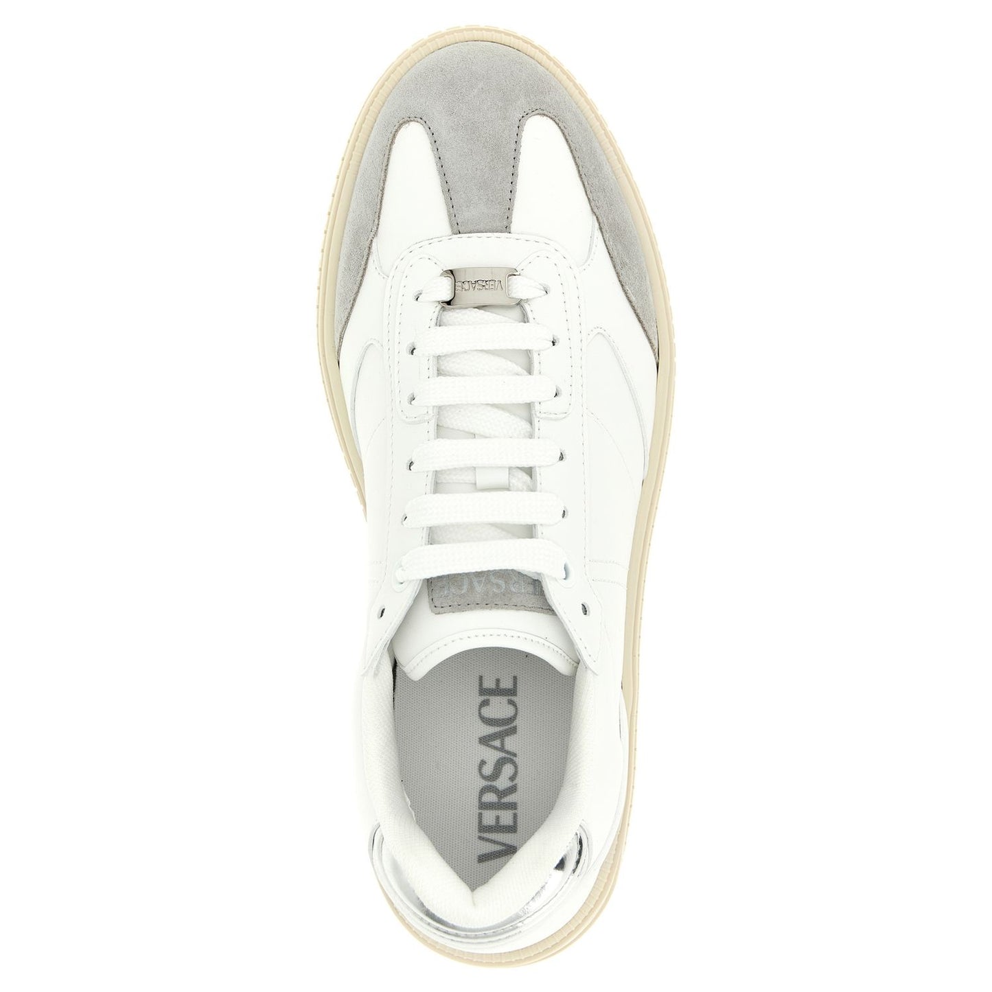 Versace White Calfskin Low Top Sneakers
